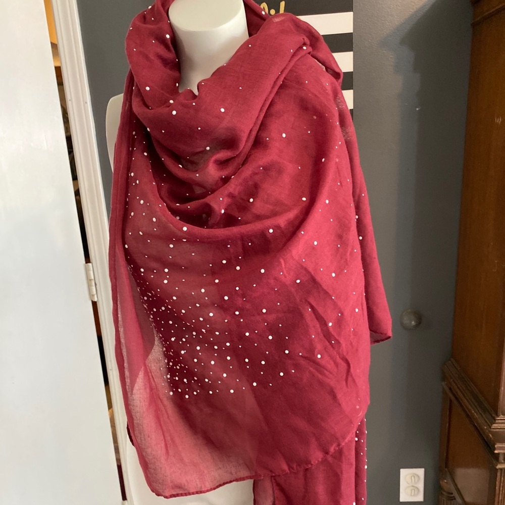 lulla collection bindya pearl scarf Burgundy Red